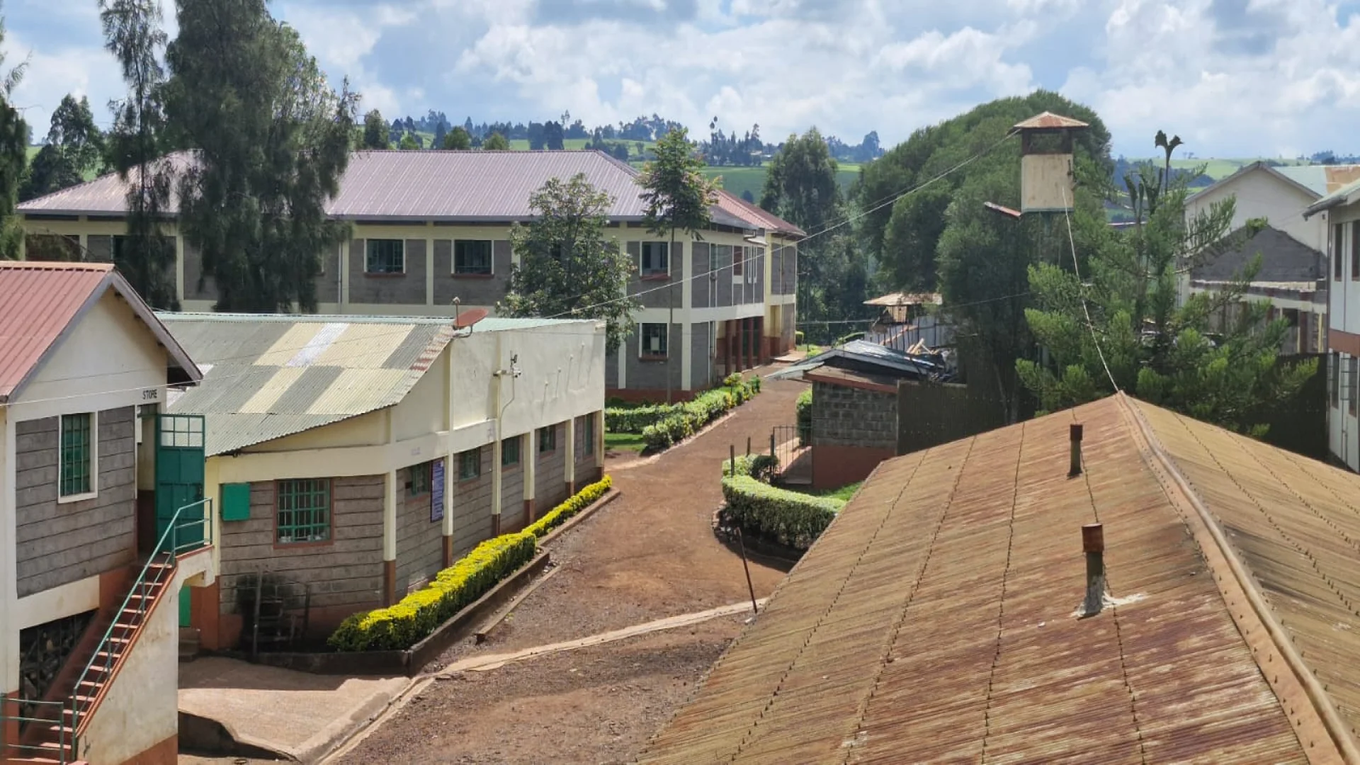 Aerial view of Githiga High School campus showing modern buildings and green spaces